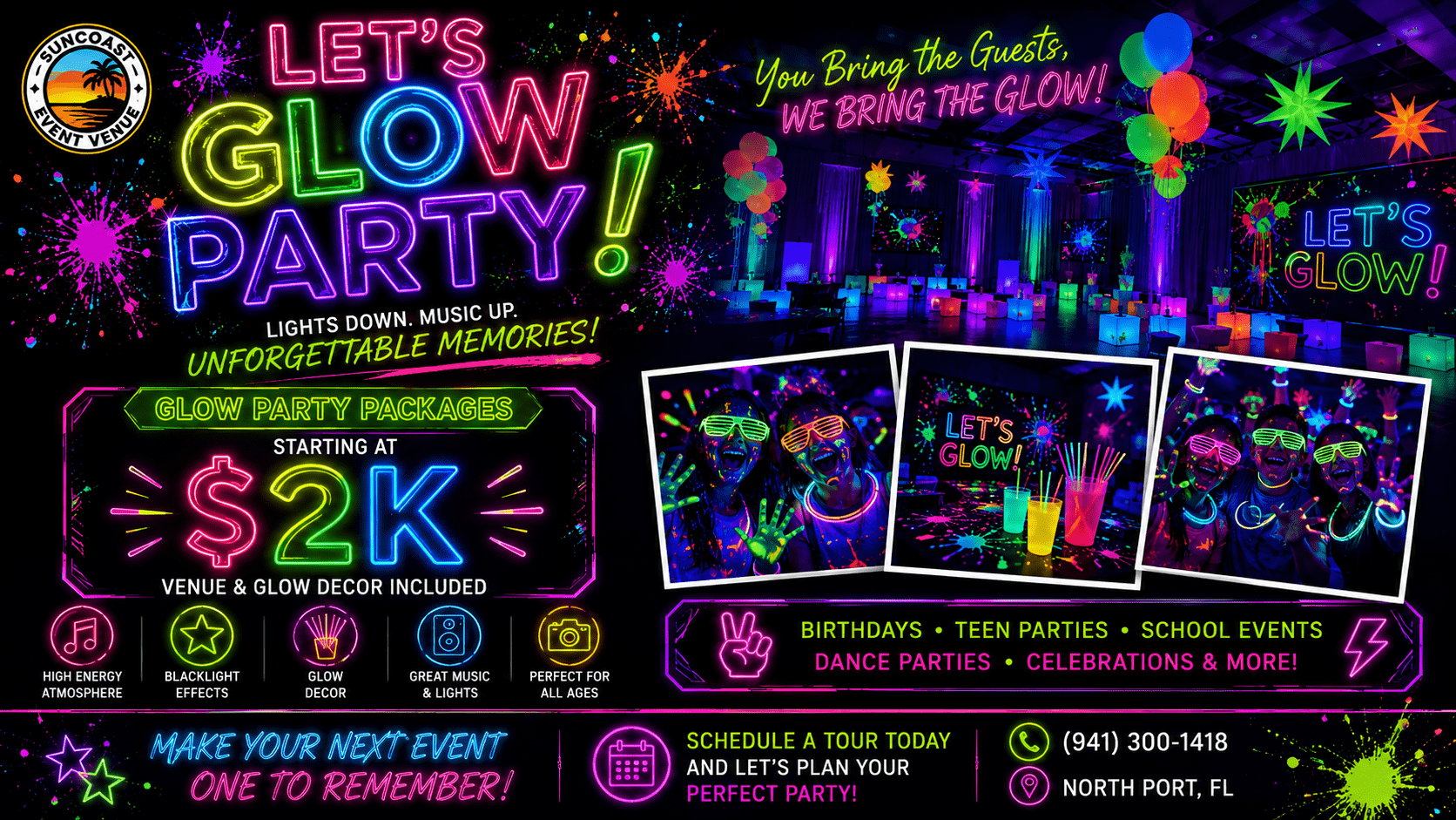 Glow Parties - Suncoast Event Venue